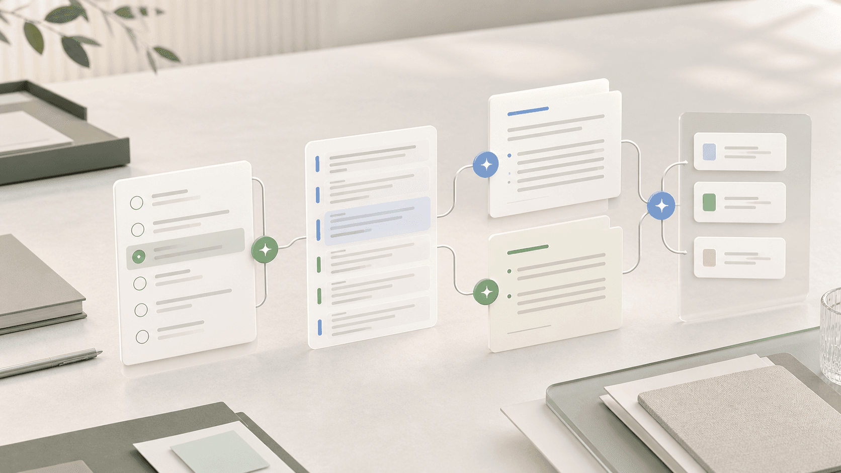 AI-assisted board workflow connecting agenda, transcript, minutes, and source-backed answers.