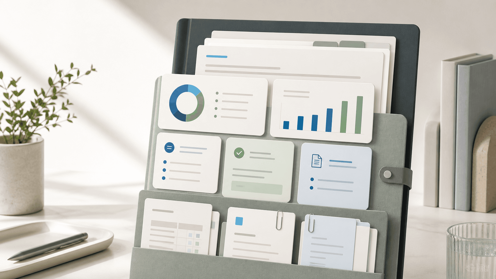 Board book package assembled from financials, metrics, decisions, and supporting documents.