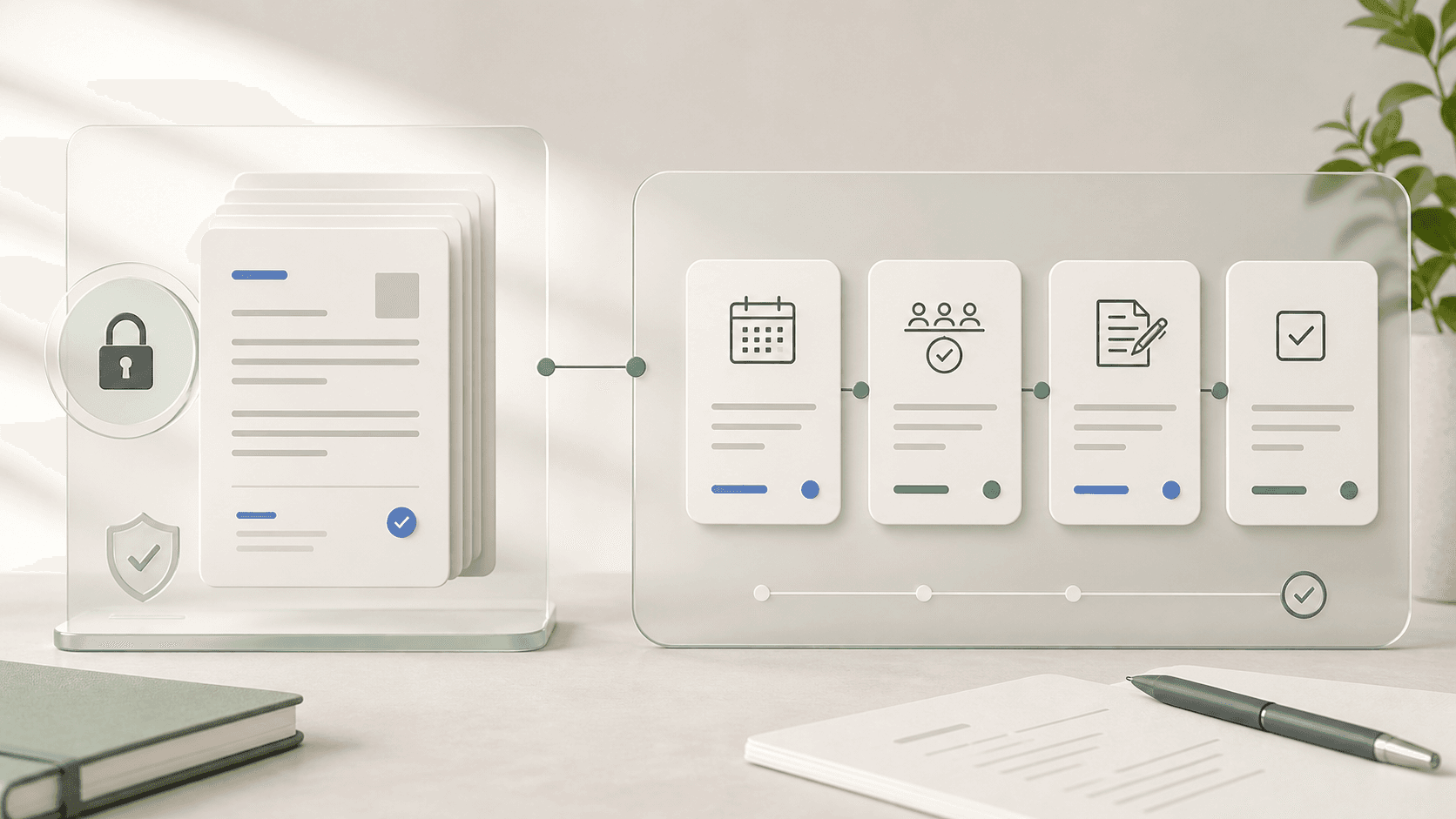 Secure board document portal connected to a broader governance workflow.